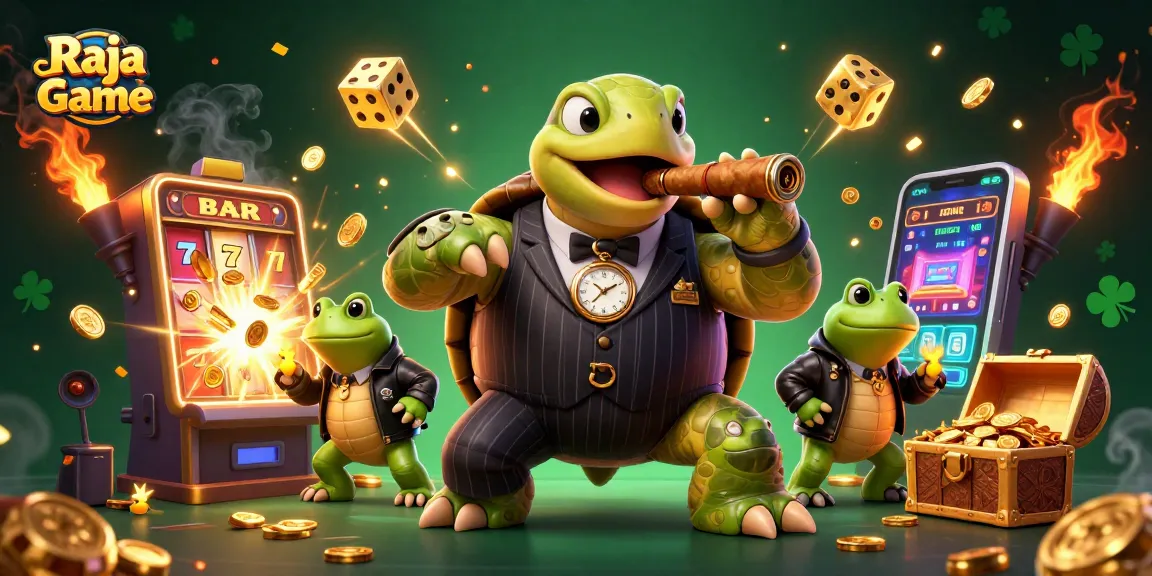 Play exciting games on Raja Game with a vibrant 3D casino scene featuring characters and dynamic elements.