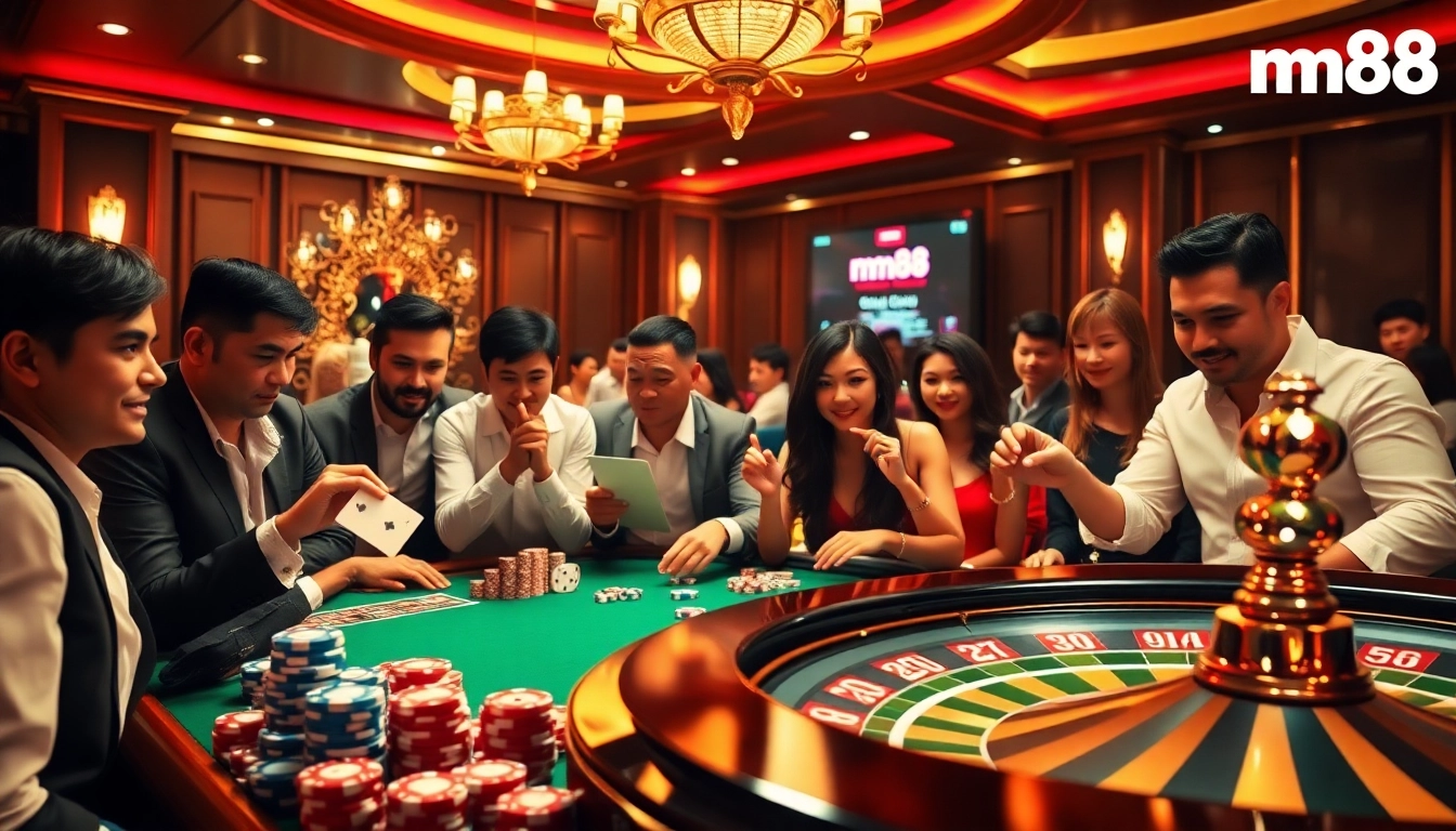 Action-packed online betting experience at nhà cái mm88 featuring poker chips and roulette.