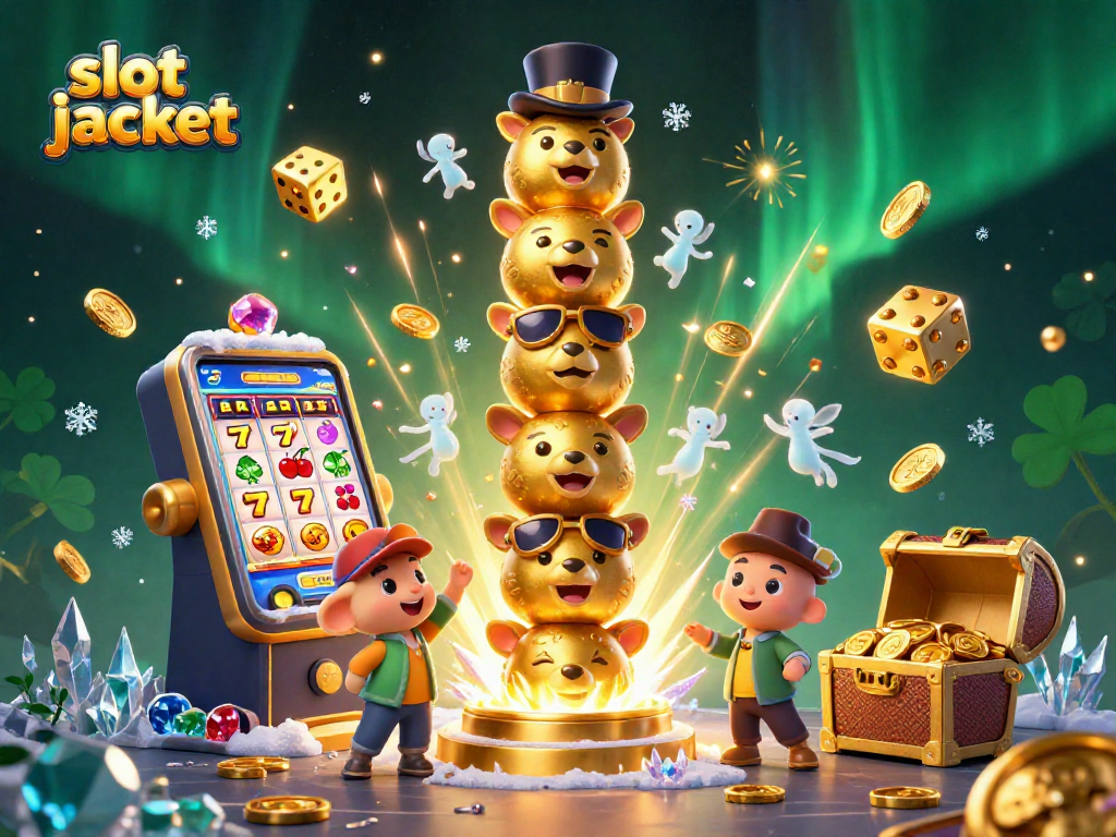 Experience the thrill of slot jackpot with vibrant characters and dynamic casino elements.