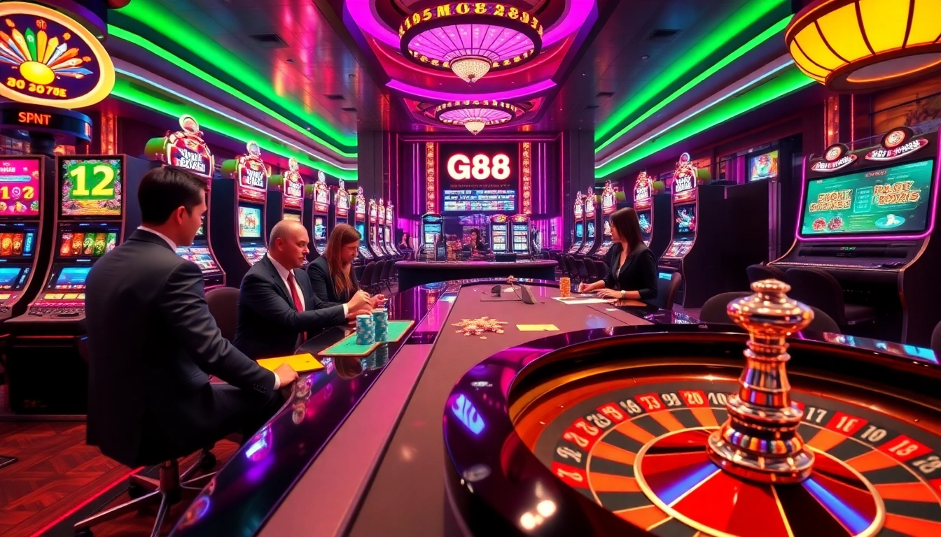 Experience the thrill of online gaming with go 88 at a vibrant casino table surrounded by excitement.