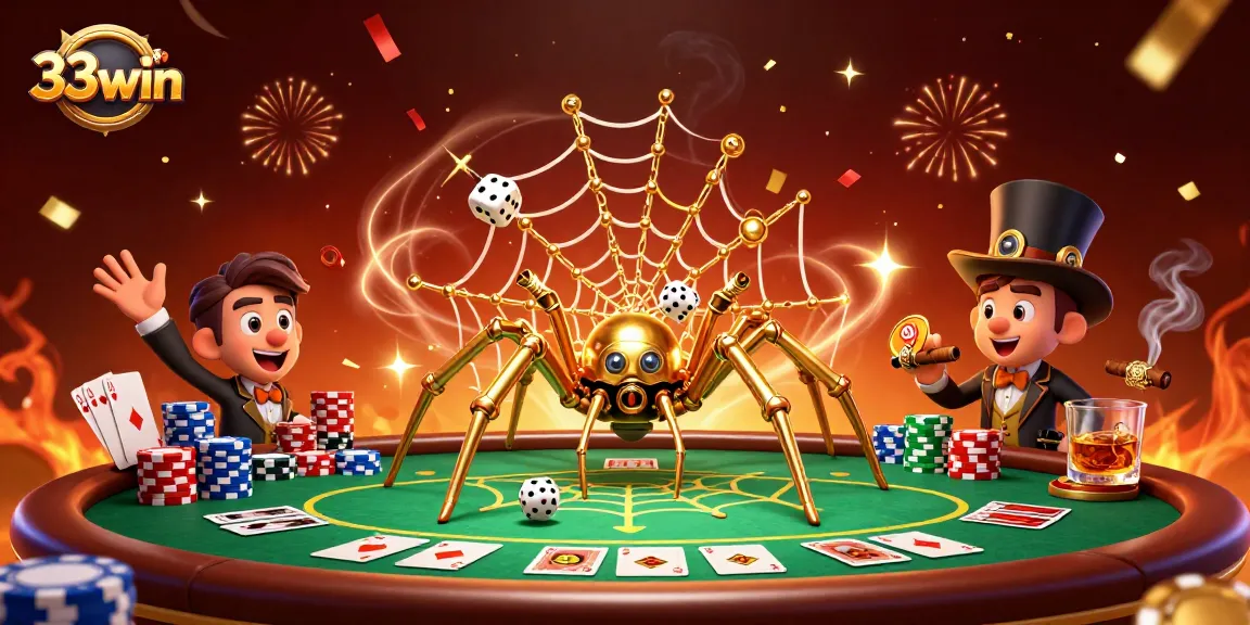 Experience the thrilling 33win online casino with vibrant characters and poker scenes.