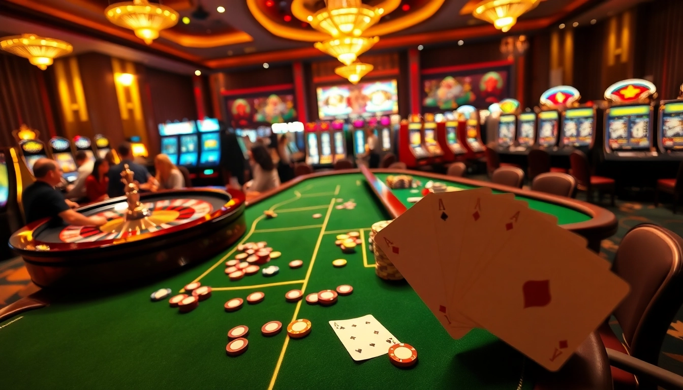 Players engaging in thrilling games at RR88, showcasing vibrant roulette tables and colorful chips.