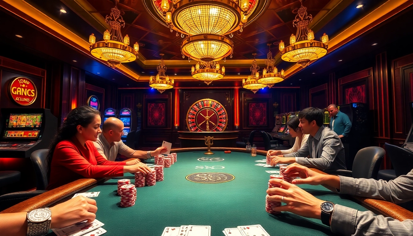 Players enjoying a thrilling gambling experience with S8 at a luxurious casino table.