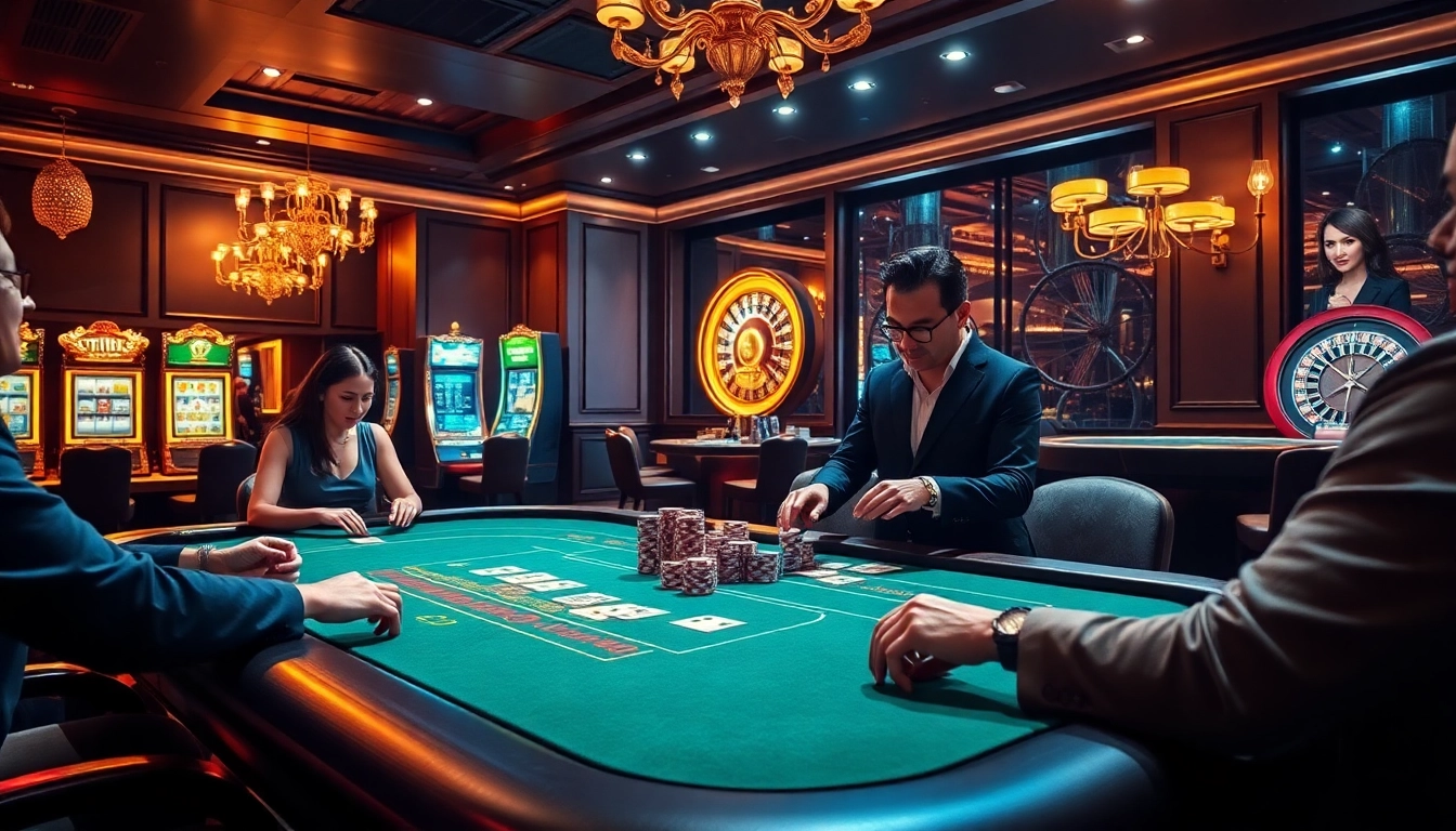 Players enjoying intense poker action at a luxury casino table inspired by xx88.promo.