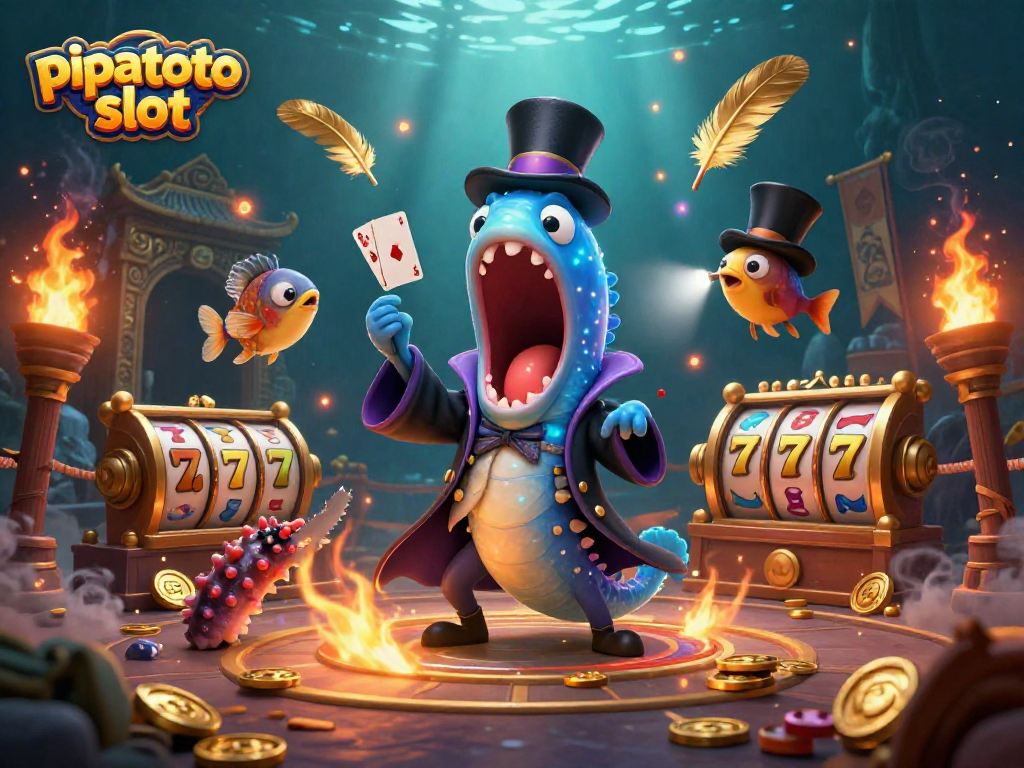 Pipatoto slot illustration showcasing a magical underwater casino scene with vibrant characters and dynamic slots.