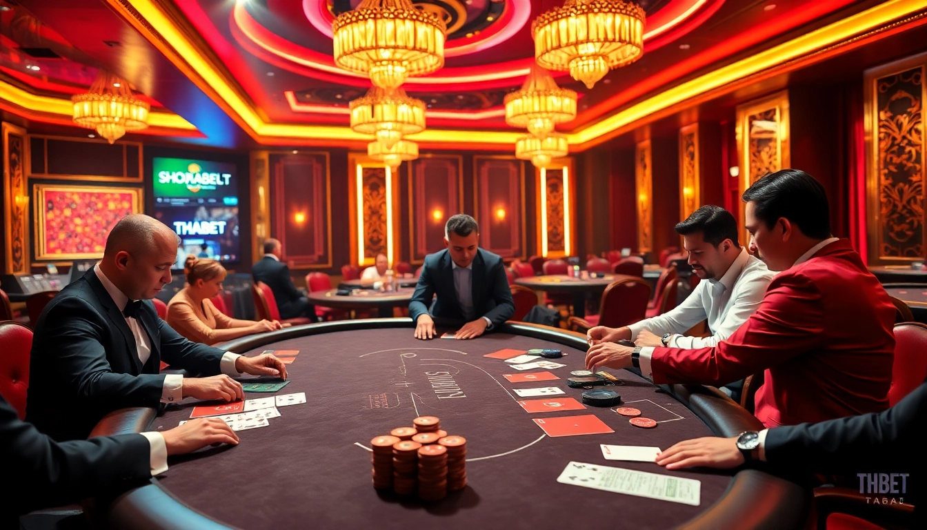 THABET poker players strategizing their bets at an elegant casino table
