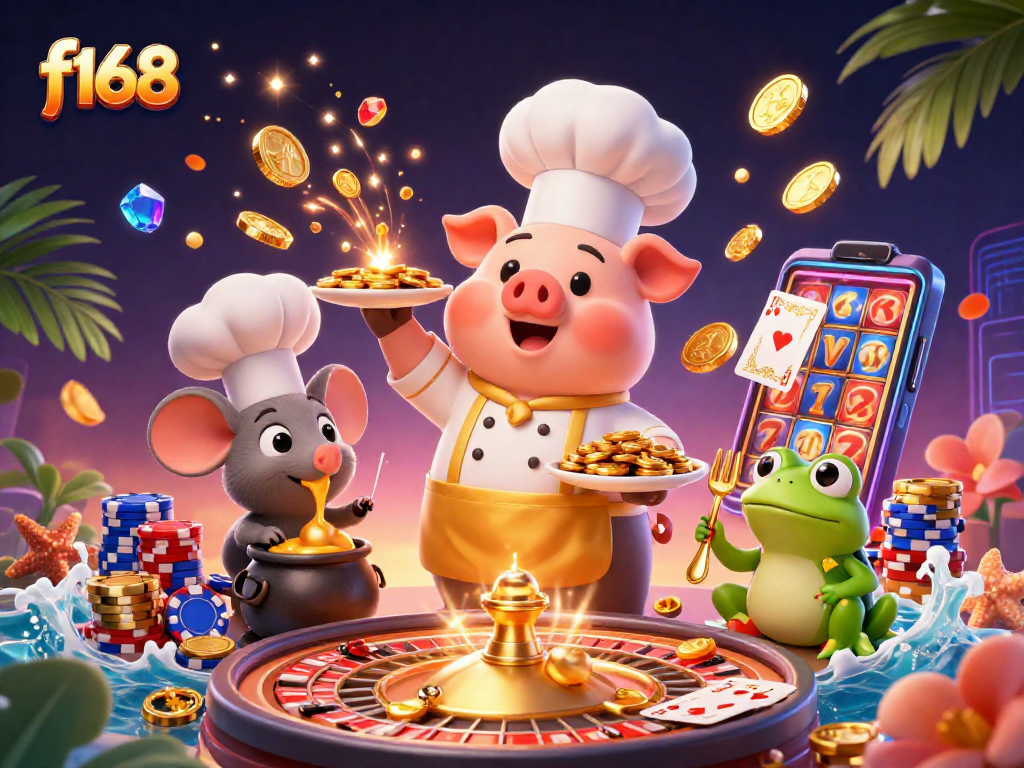 Explore the excitement of f168 casino gaming with vibrant characters and dazzling riches.