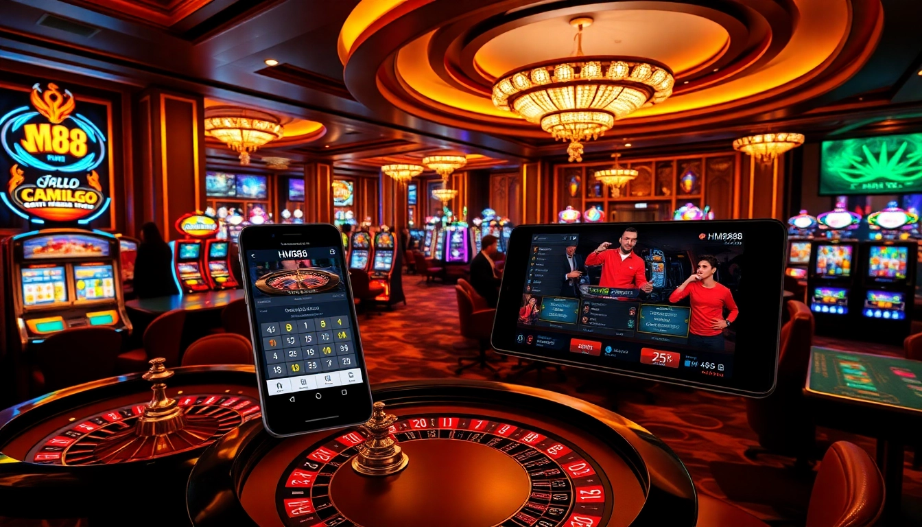 Experience thrilling gameplay at HM88 with vibrant casino tables and exciting slot machines.