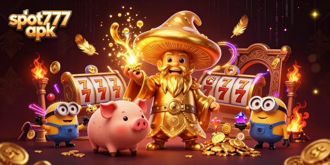 Experience thrilling wins with slot777 apk as gaming magic unfolds in a vibrant casino scene.