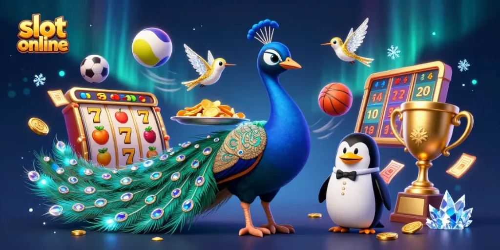 Experience the thrill of slot online gaming with vibrant characters and dynamic elements.