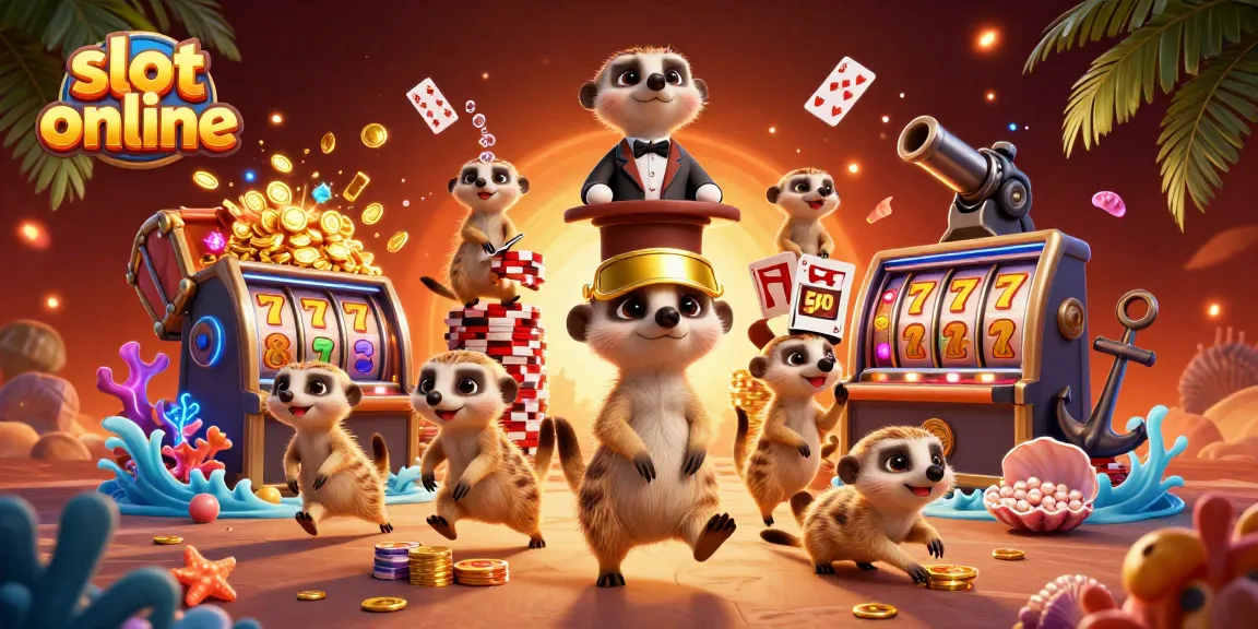 Play slot online in a vibrant 3D meerkat casino with dynamic game elements and rich detail.