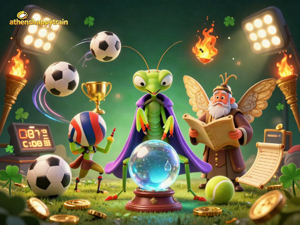 Experience the magic of athenshappytrain with a fortune teller and sports-themed elements.