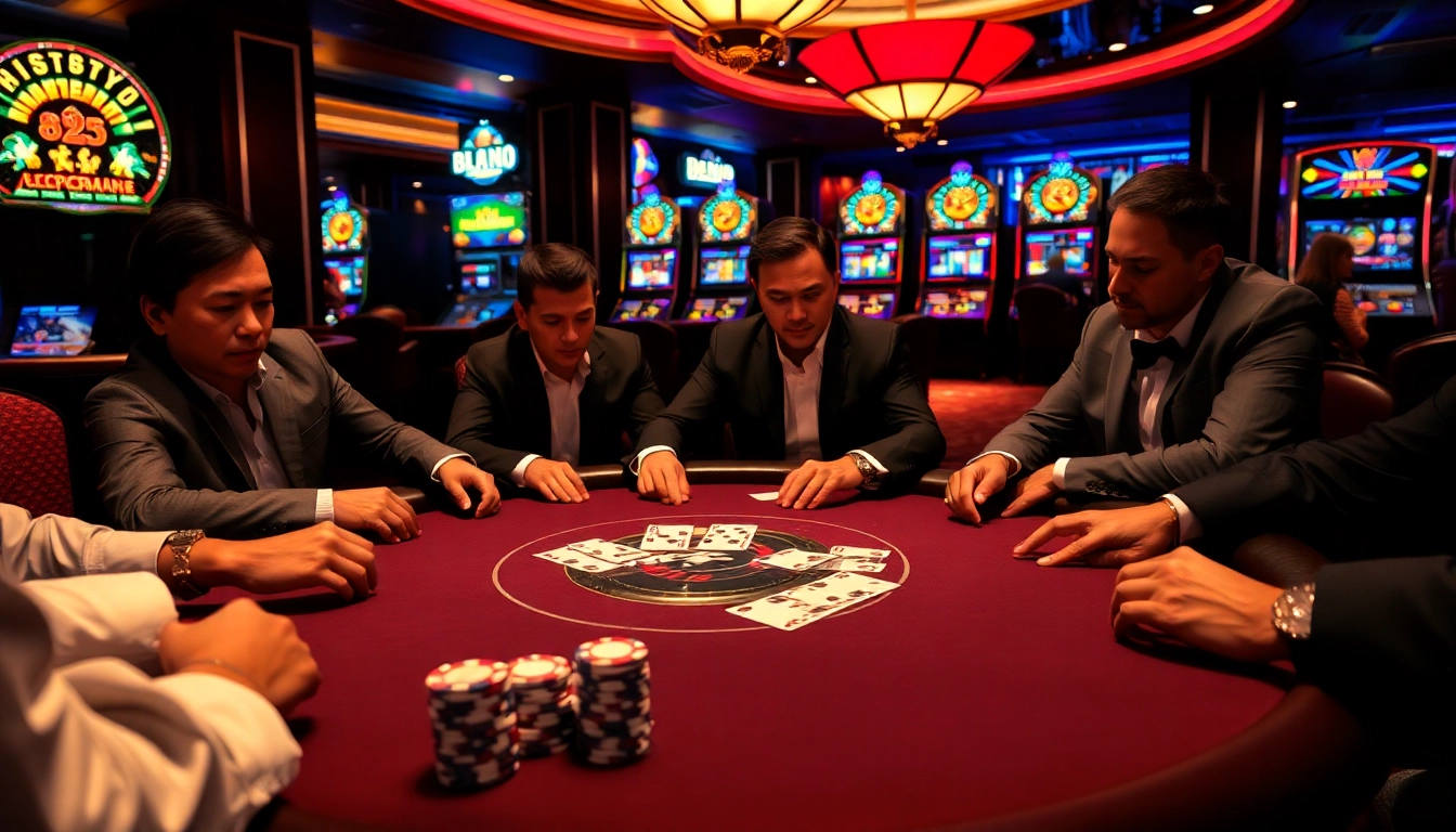 Experience high-stakes action in a luxurious casino setting at 98Win.