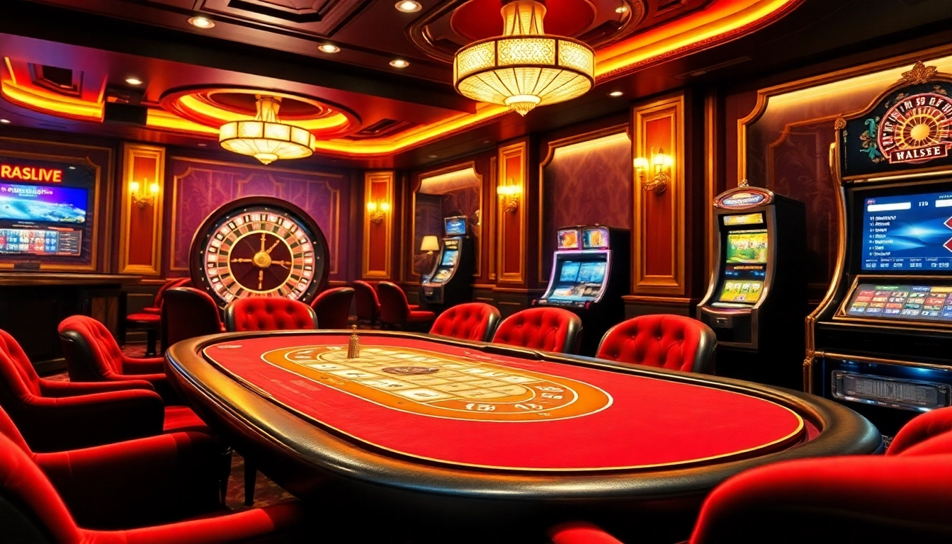 Experience the thrill of winning at https://23win8b.com/ with an action-packed casino scene featuring poker and roulette.