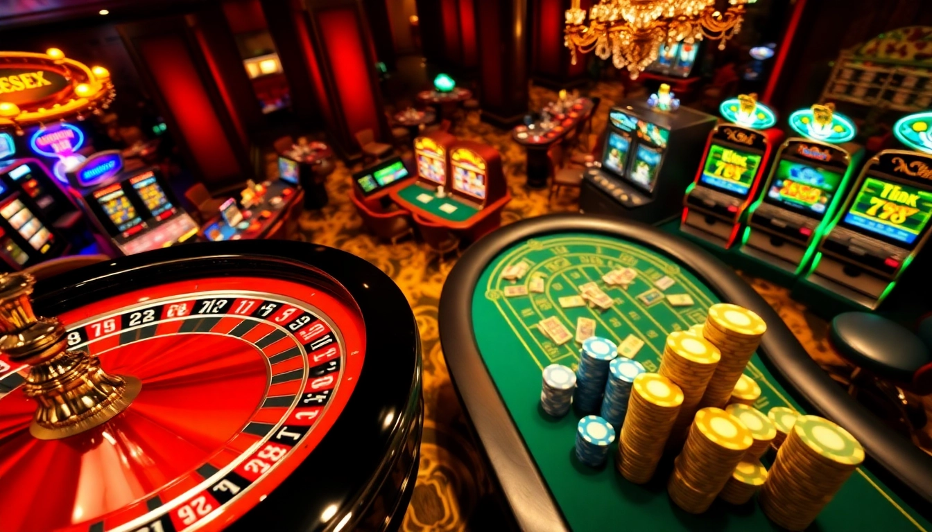 Engage in thrilling games at https://hz88.forum/ showcasing lively casino excitement with vibrant tables and slot machines.