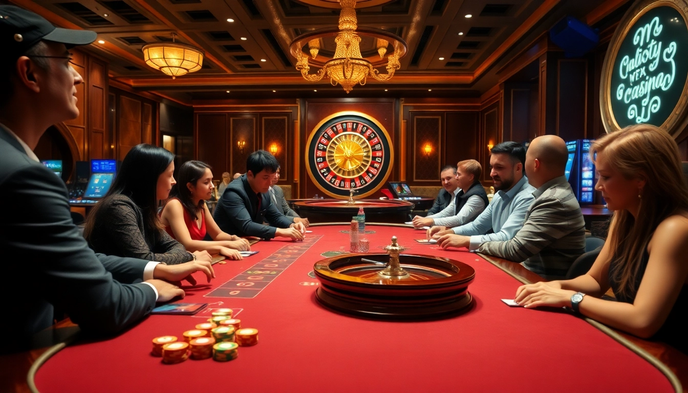 Experience the thrill of winning at MB66 with vibrant casino tables and engaged players.