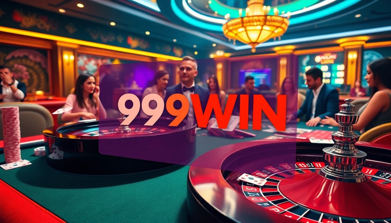 Experience the thrill of gambling with 99WIN's immersive casino visuals featuring players at the poker table.