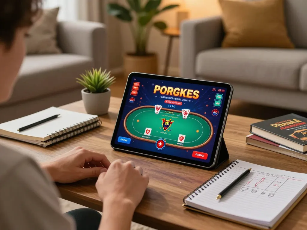 Engaging in online gaming at f8betlv with an interactive poker session on a tablet.