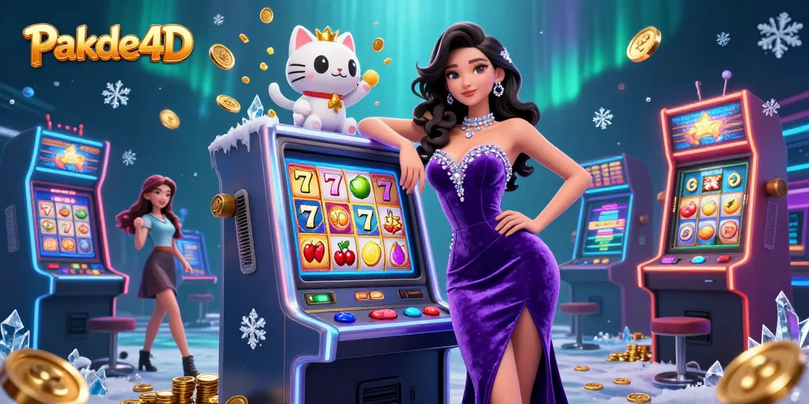 Experience thrilling wins on Pakde4D with a woman celebrating a jackpot win at a colorful slot machine.