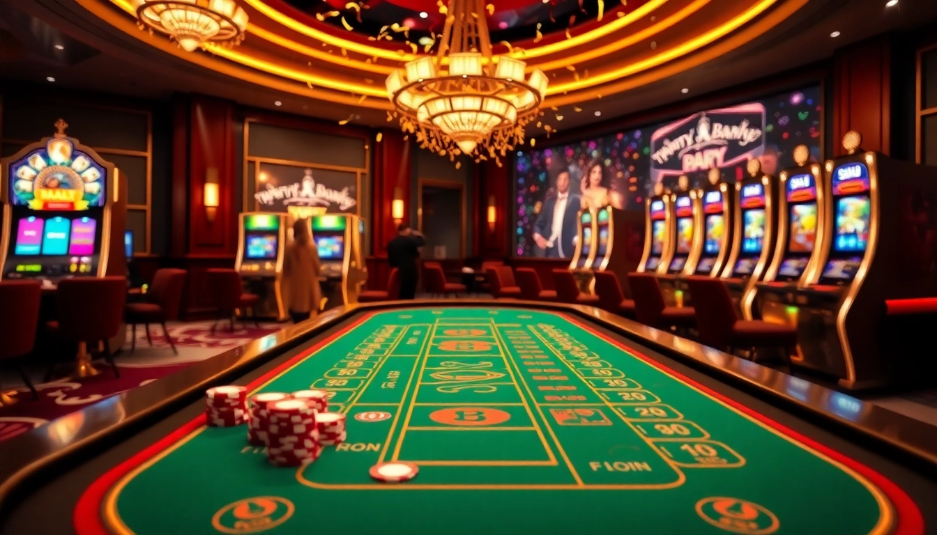 Exciting gambling action showcasing trang chu 789win with elegant casino tables and vibrant slot machines.