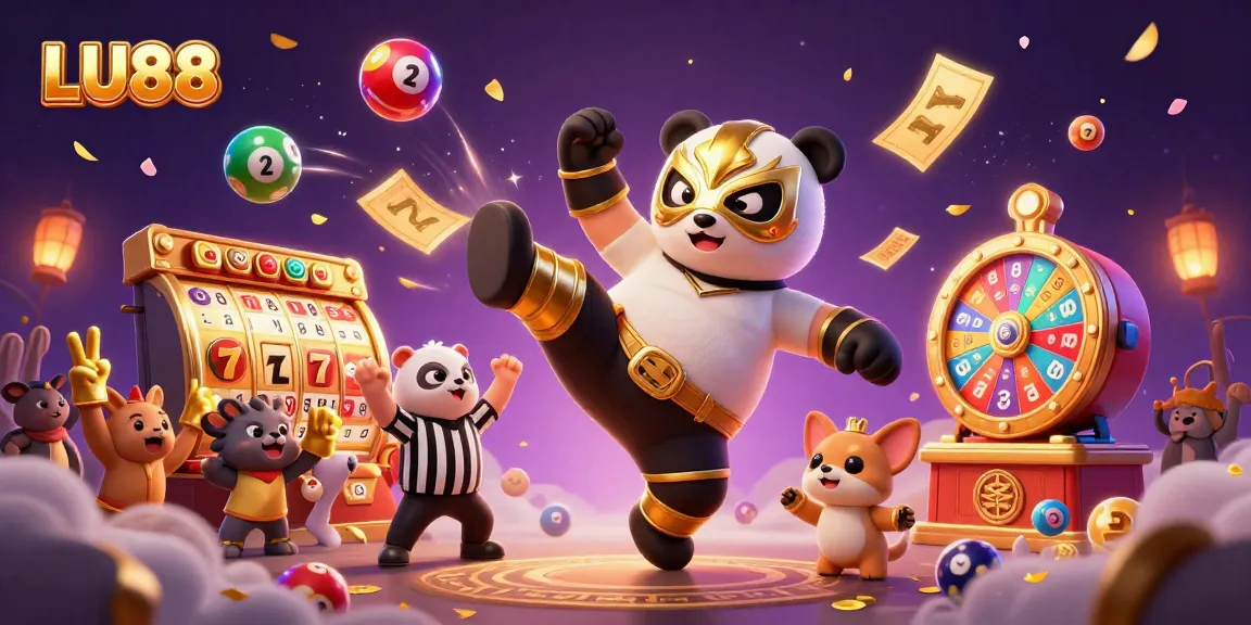 Engage with LU88 online gaming featuring a dynamic scene of animal characters and vibrant casino elements.
