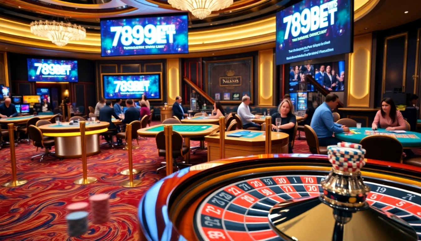 Exciting casino gaming scene featuring 789bet tables with chips and players engaged.