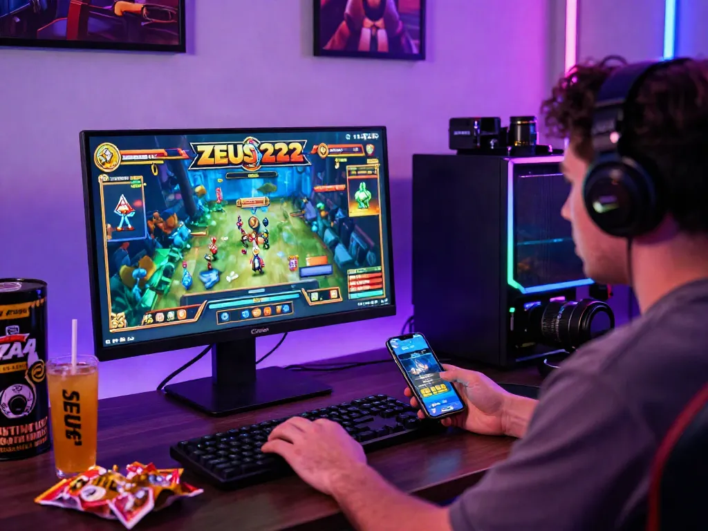 Pengguna situs slot gacor Zeus222 bermain game slot online dengan antusias.