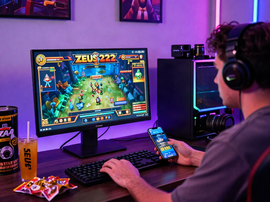 Pengguna situs slot gacor Zeus222 bermain game slot online dengan antusias.