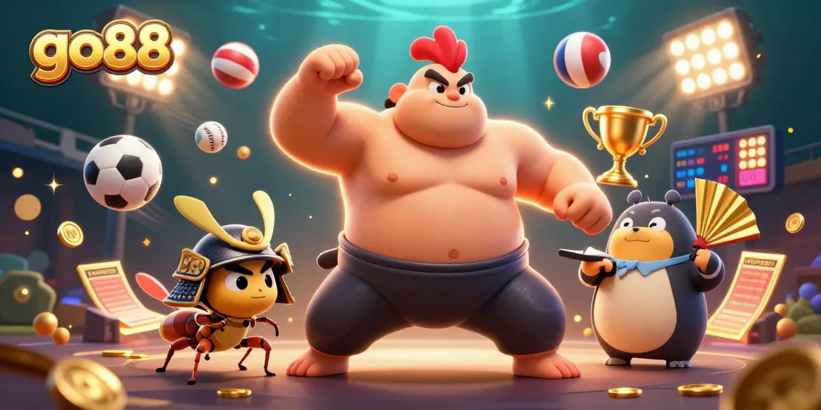 Experience the excitement of go88 with a dynamic casino scene featuring unique characters and vibrant game elements.