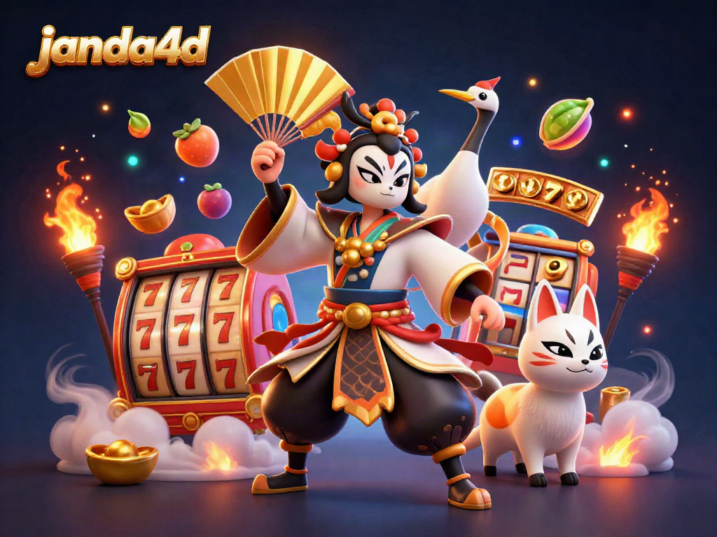 Mainkan slot online di janda4d dengan karakter menarik dan efek cahaya yang dramatis.