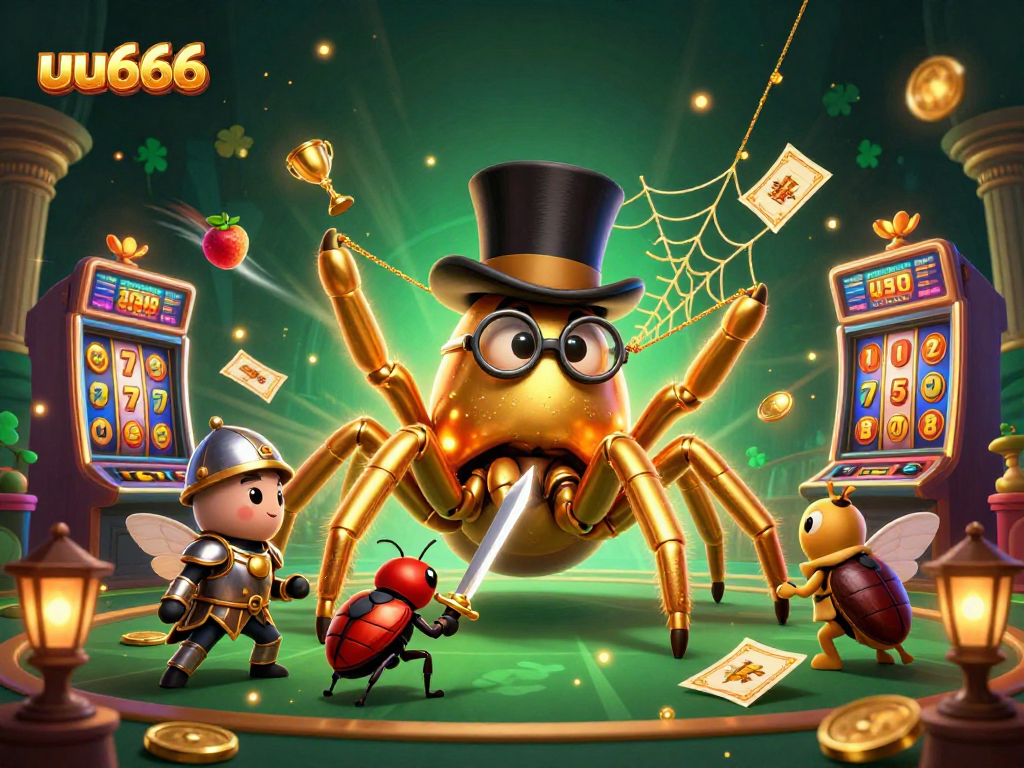 Join the adventure at uu666 with a vibrant 3D casino scene showcasing thrilling slots and engaging characters.