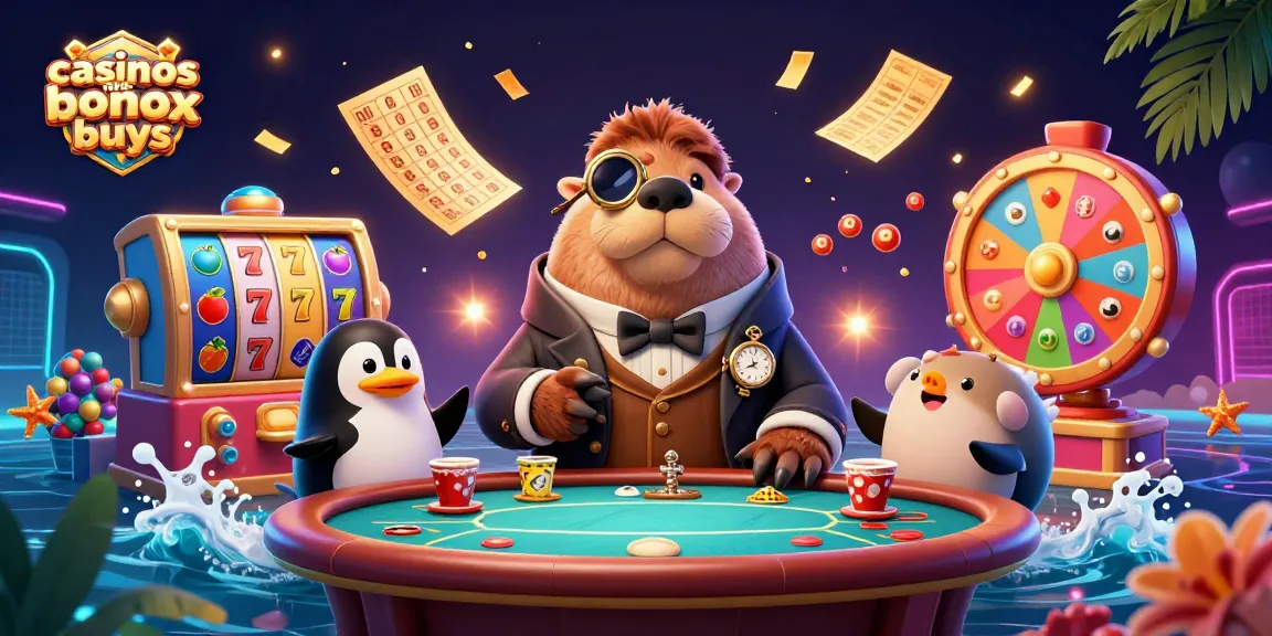 Engage with top casinos with bonus buys featuring animated characters at an underwater slot table.