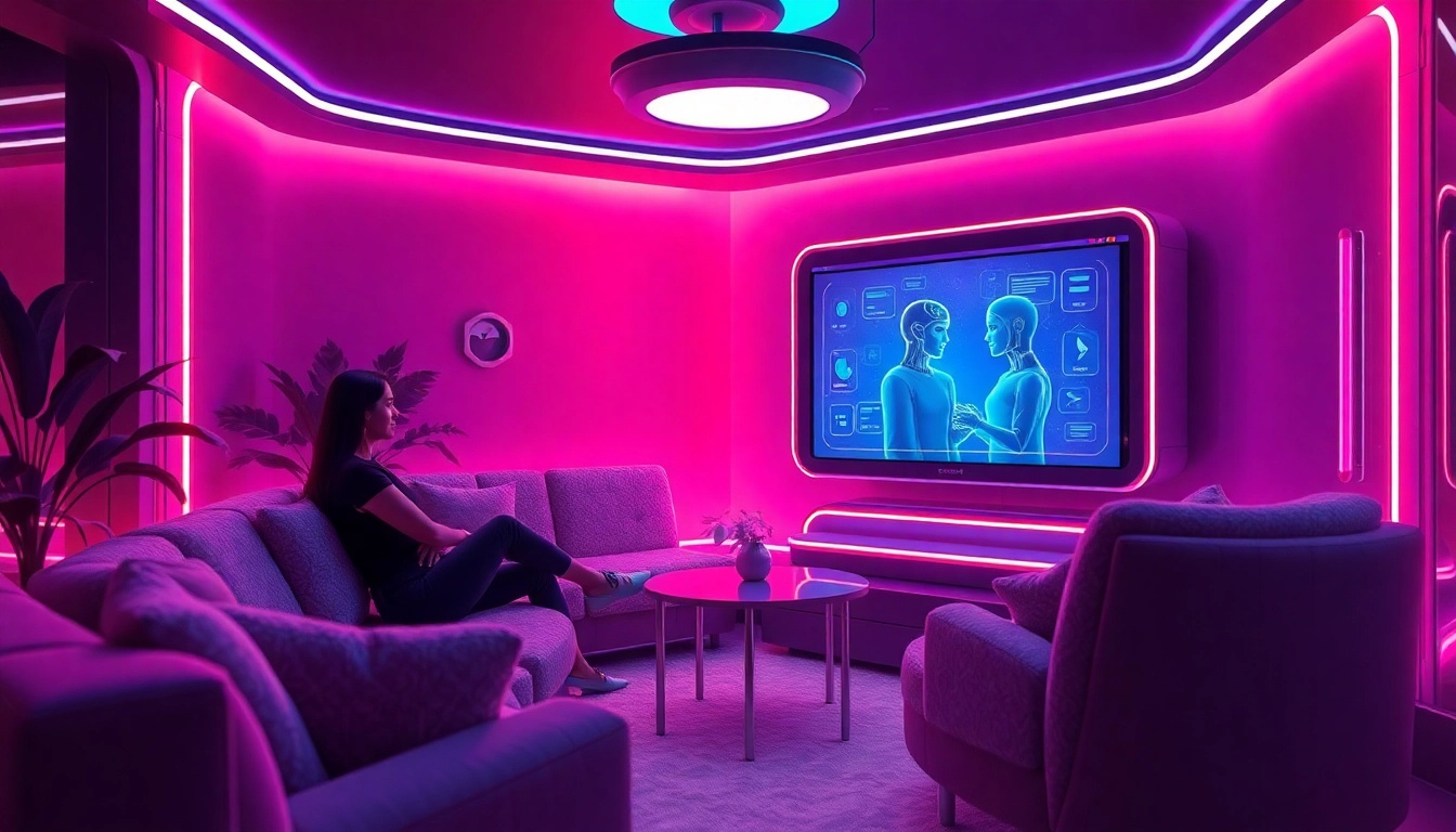 Engaging AI chat experience themed around free sex ai with futuristic elements.