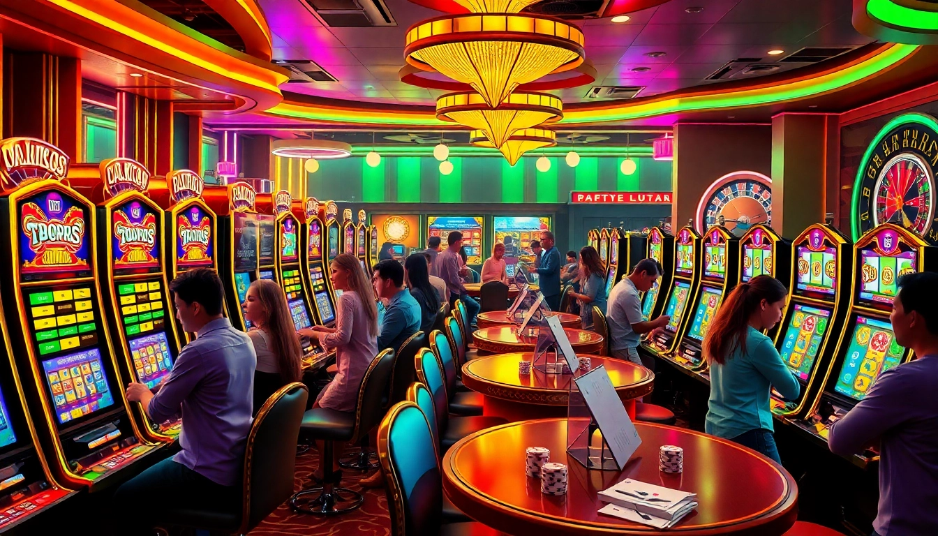 Players engaging with exciting slots777 machines in a vibrant casino atmosphere.