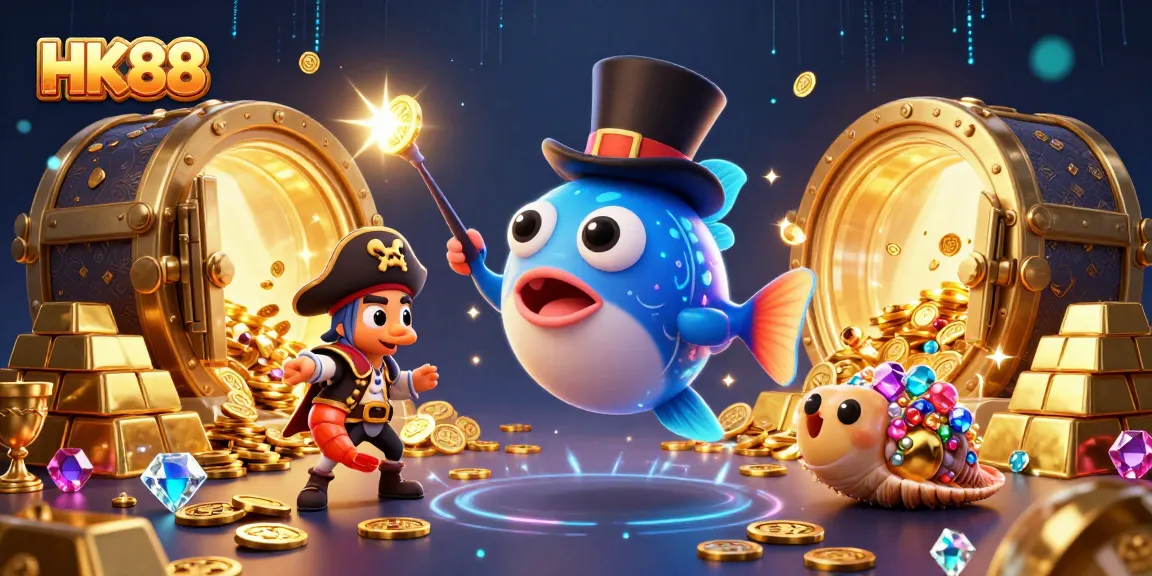 Spin to win with HK88's vibrant anglerfish and treasure scene, showcasing excitement in gaming.