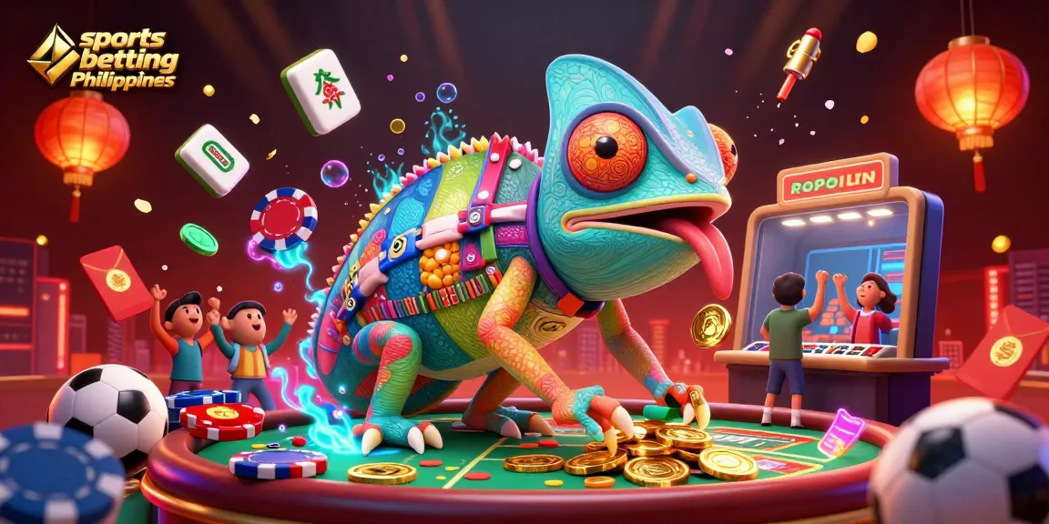 Engage in sports betting Philippines with a vibrant 3D chameleon owner and dynamic game elements.