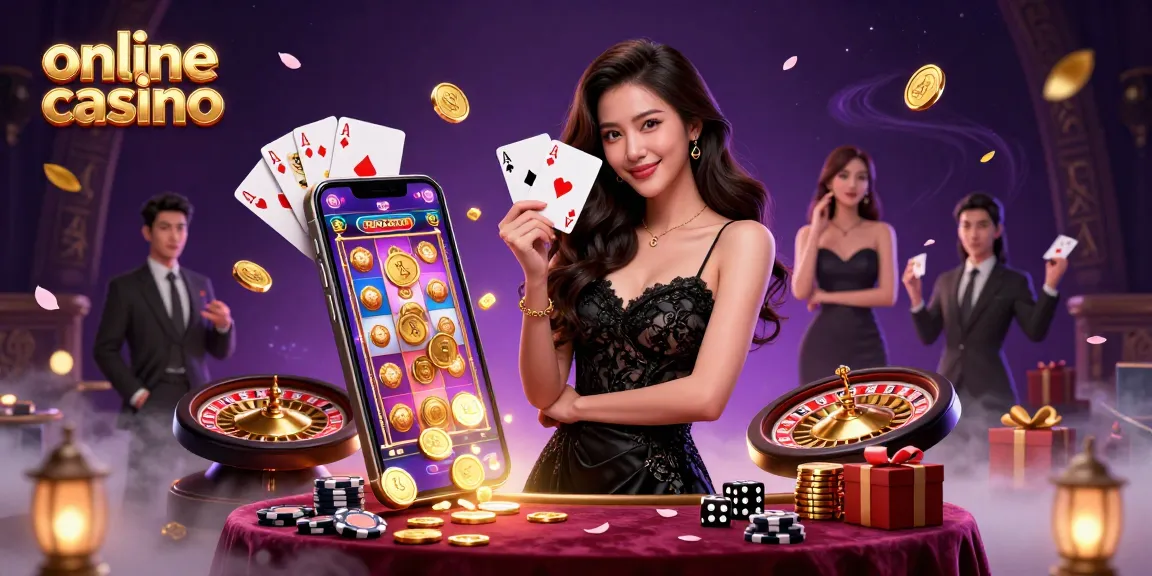 Play engaging online casino games with an elegant woman holding playing cards in a vibrant casino setting.
