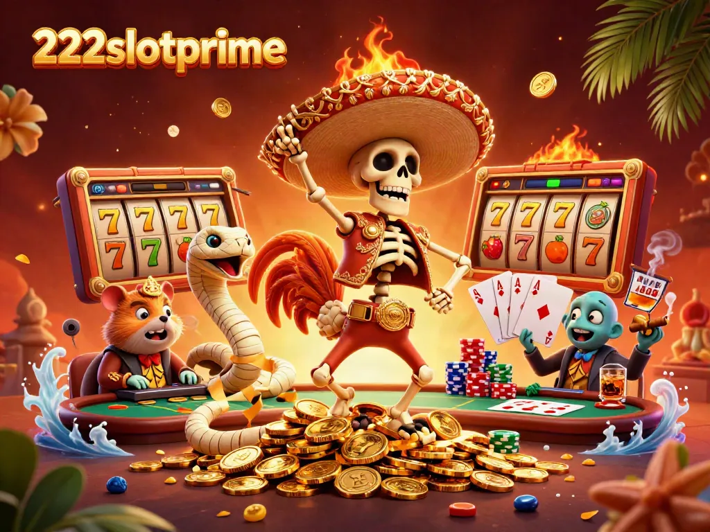Merayakan kemenangan di 222slotprime dengan karakter 3D yang dinamis dan elemen kasino yang mengesankan.