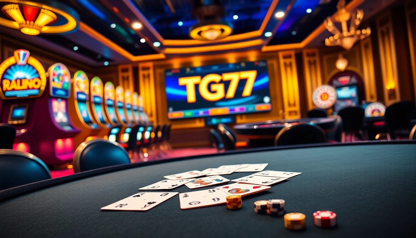 Experience the excitement of TG777 with engaging casino games at a vibrant online gaming table.