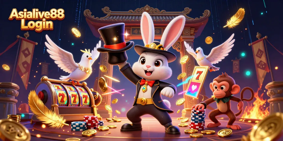Engage in thrilling gaming adventures with Asialive88 Login featuring 3D magicians, coins, and casino excitement.
