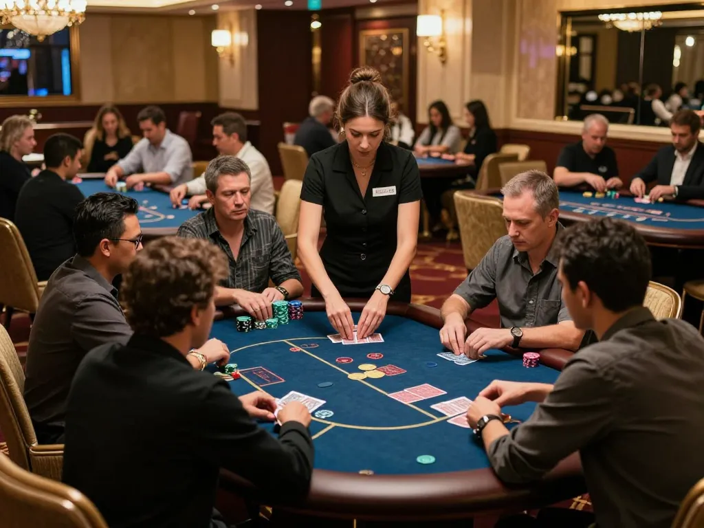 Engaging poker game scene at vipwin casino with focused players and luxury decor