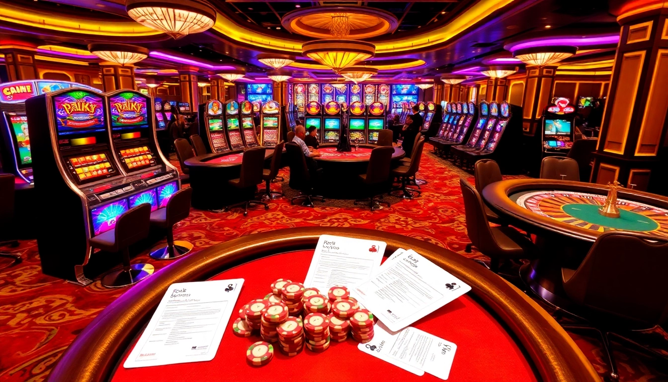 GO8 players placing bets enthusiastically at luxurious casino tables and slot machines.