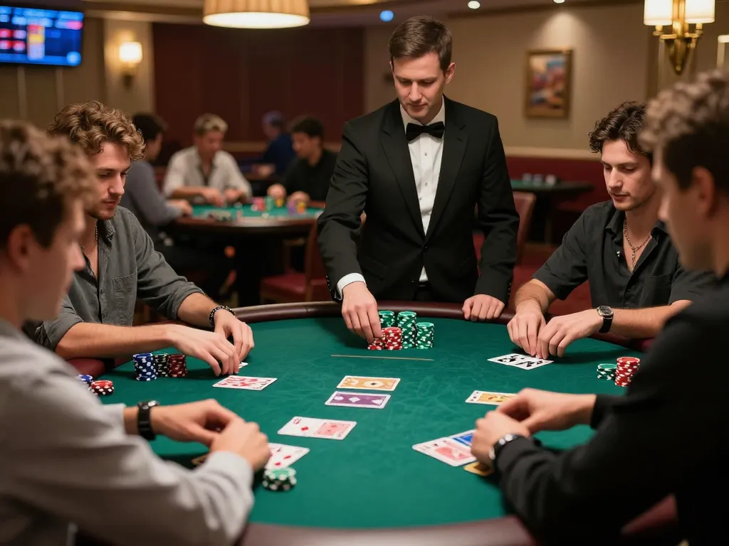 Players strategizing in an exciting live poker game at rikvip casino, showcasing immersive gambling atmosphere.