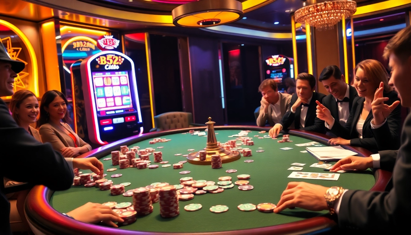 A player enjoying a thrilling game at B52club with vibrant casino elements, showcasing excitement and professionalism.