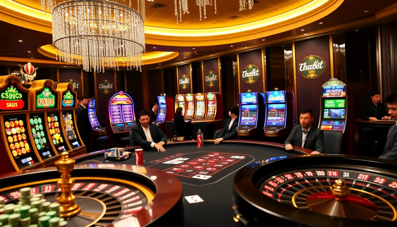 Experience thrilling gameplay at THABET with vibrant poker tables and exciting slot machines.