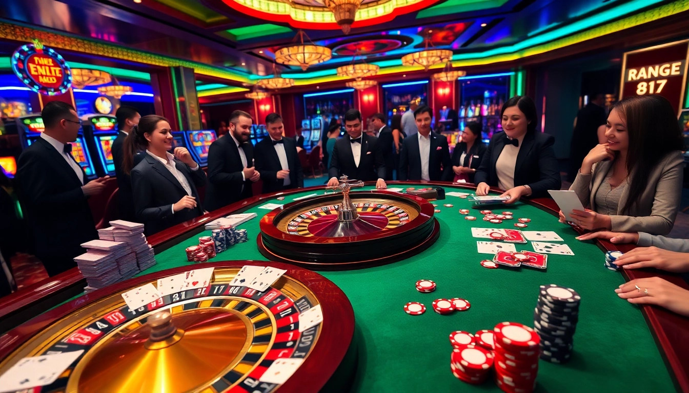 Exciting casino scene featuring roulette and cards, highlighting xn88 link for online gambling enthusiasts.