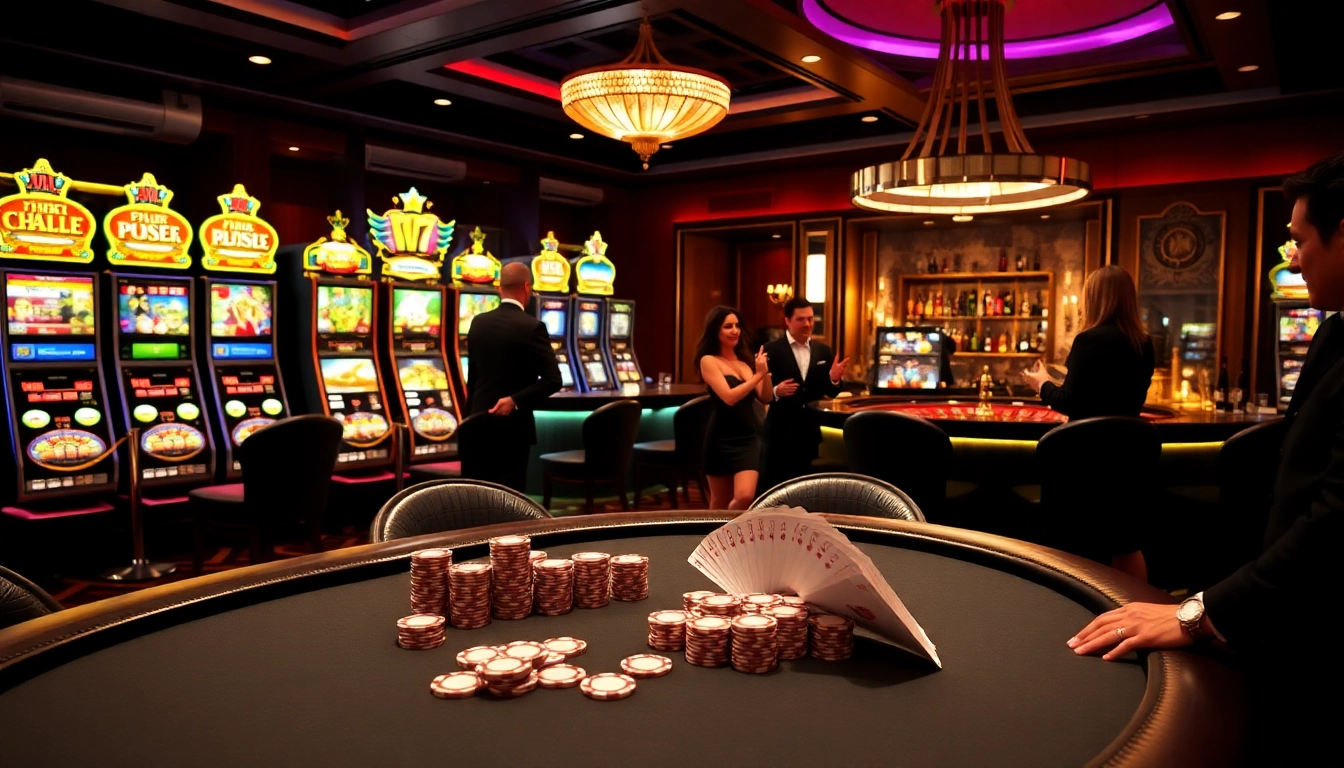Engaged players enjoying the luxury experience of Clube VIP HHBET at a casino table.