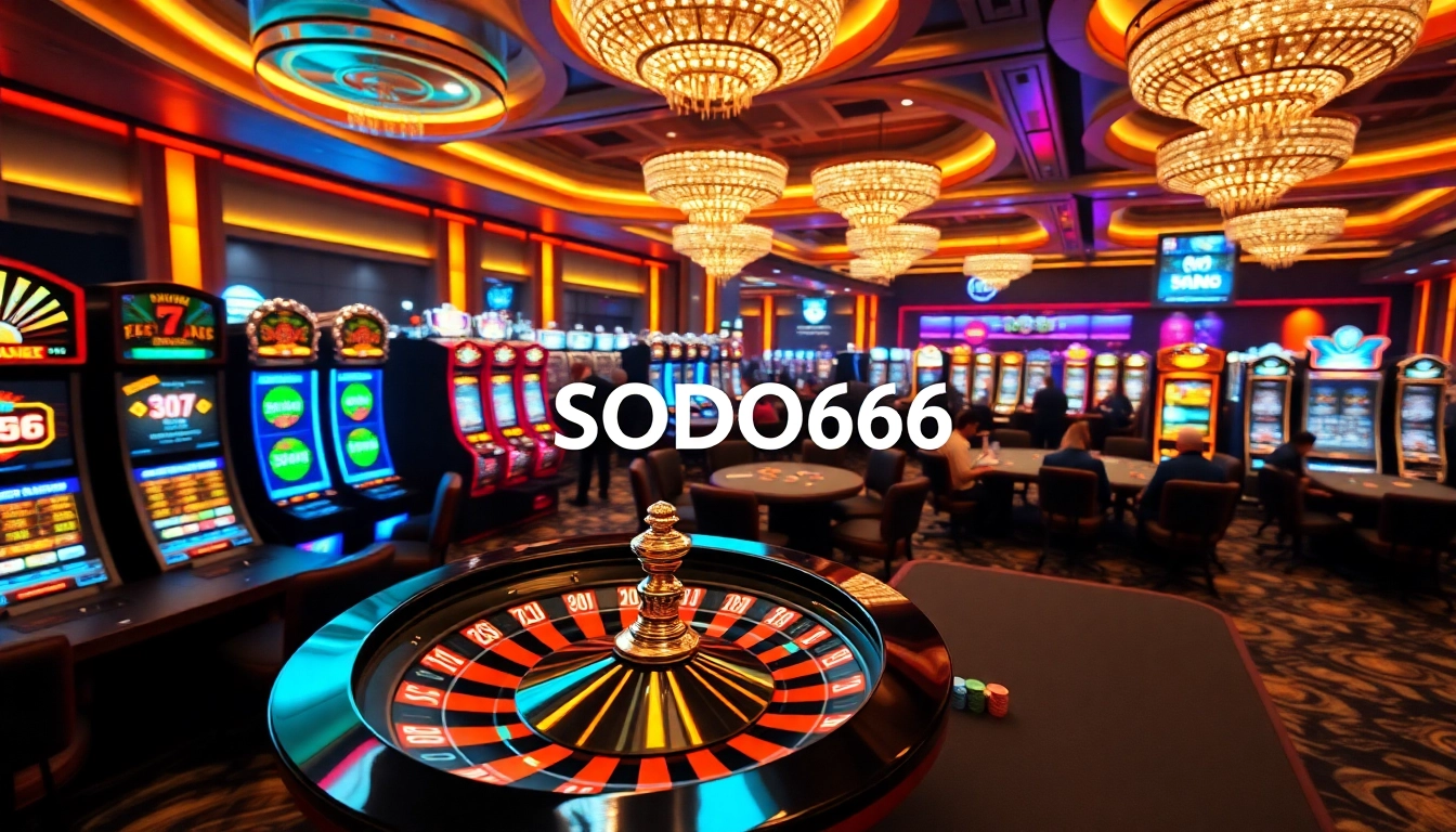 Experience high-stakes excitement at SODO66 Casino with roulette, poker tables, and vibrant slot machines.