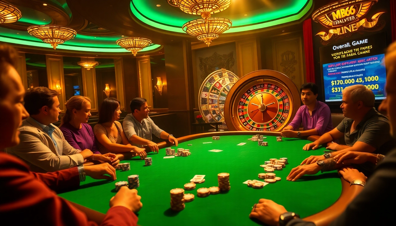 Experience the thrill of mb66 at an exciting poker game in a luxurious casino setting.