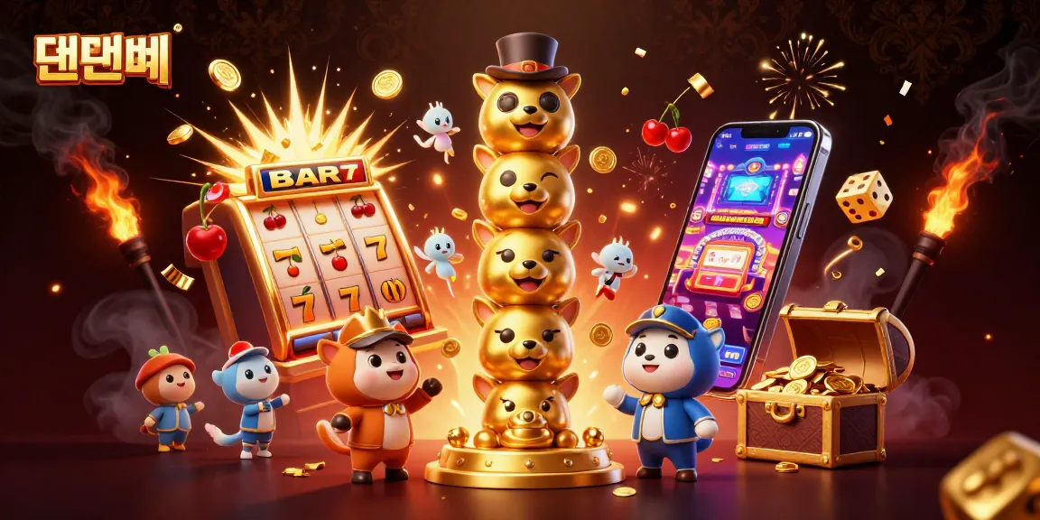 Experience thrilling gaming with 텐텐벳 featuring dynamic slot machines and golden totem characters.